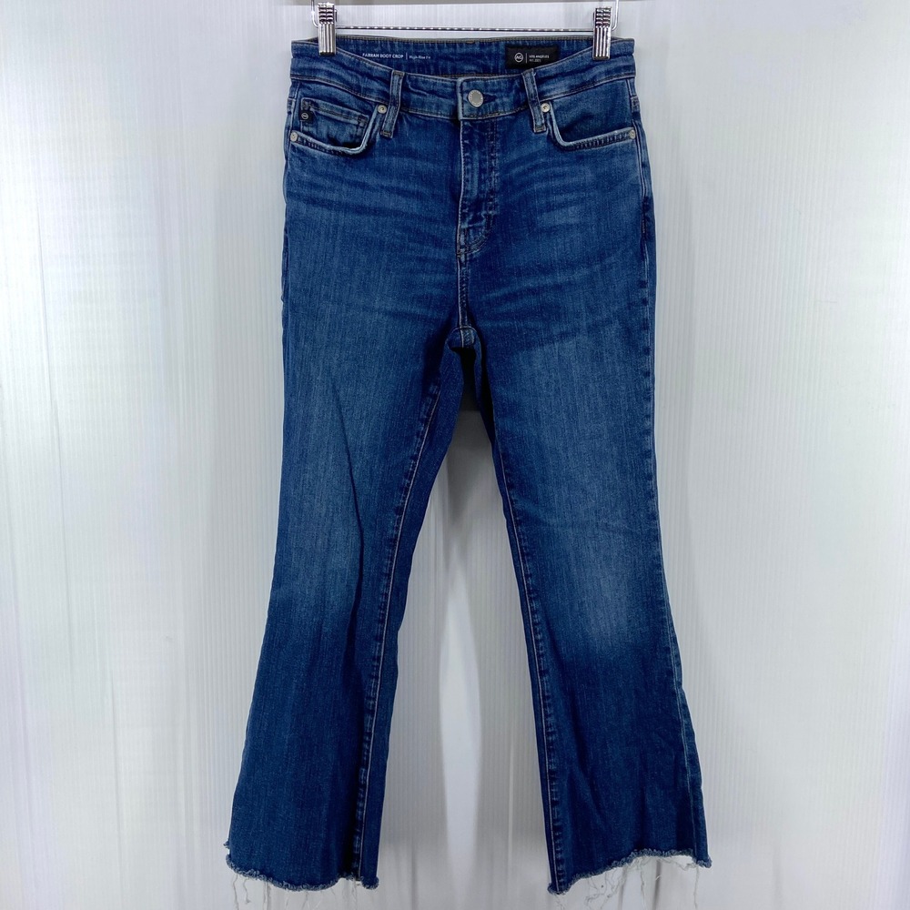 AG Adriano Goldschmied Farrah Boot Crop High Rise Blue Denim Jeans Womens 28‎